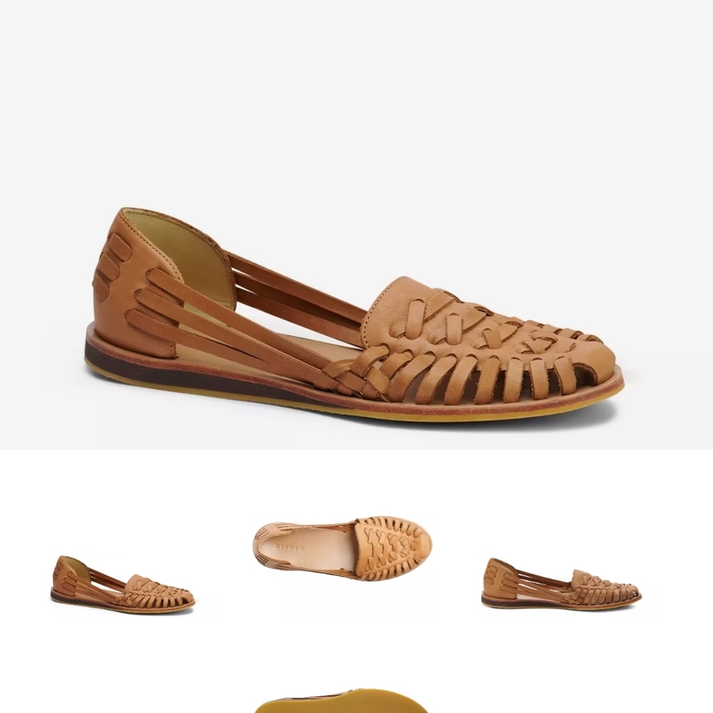 Nisolo Leather huarache Sandals Flats in Tan / Almond Size 7